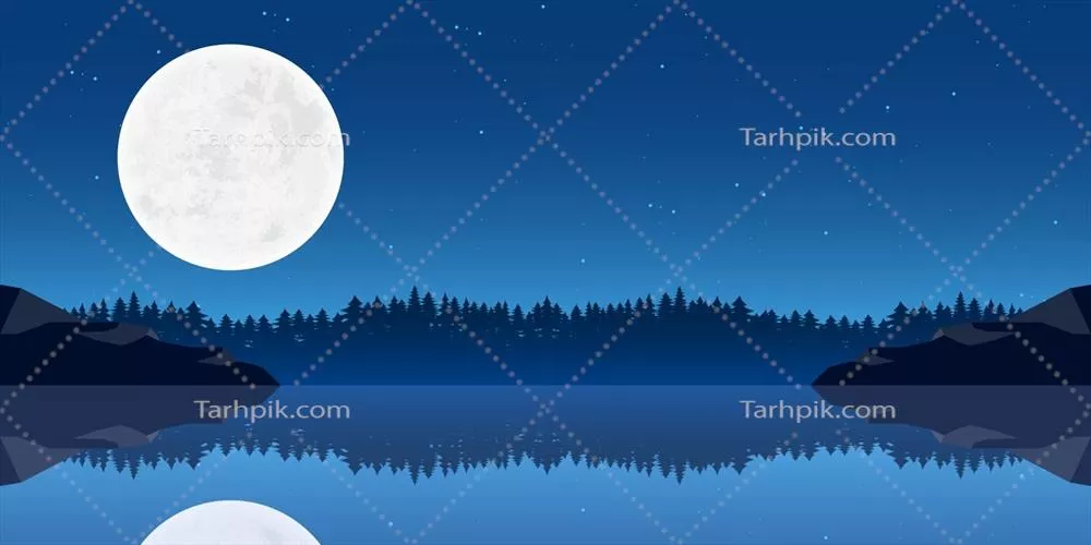 وکتور طراحی و تصویرسازی زمینهای از طبیعت روشن ماه در منظرههای زیبا