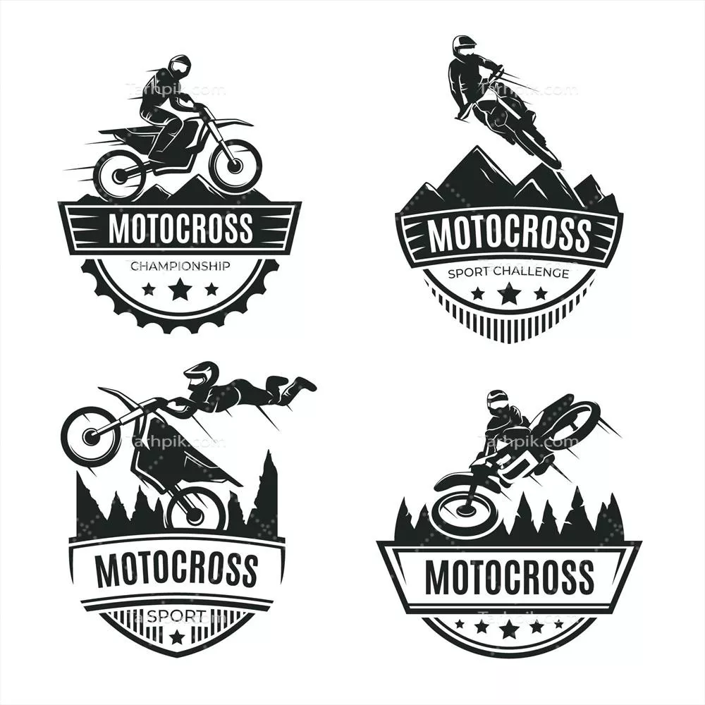 مجموعه لوگو موتوکراس: طراحی مفهومی و وکتور برای علاقمندان