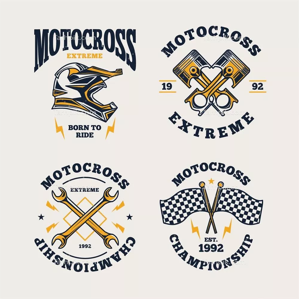 مجموعه لوگوهای ورزشی موتوکراس با طراحی وکتور ویژه