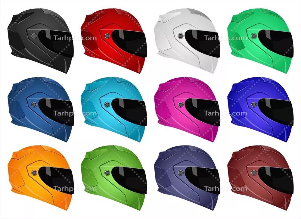 مجموعه طراحی وکتور کلاه ایمنی موتورسیکلت بر روی پسزمینه سفید