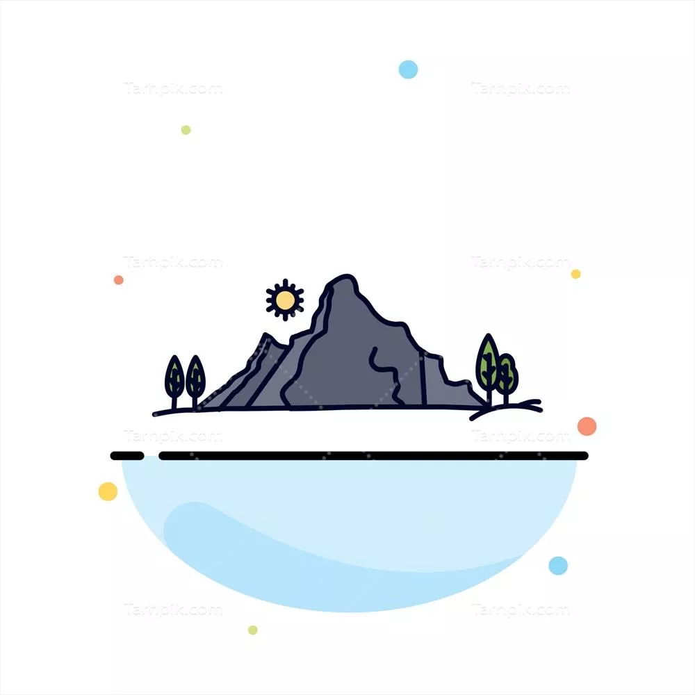 وکتور طبیعت کوهستانی و تپه ای با تصویرگری رنگی و برداری از درختان