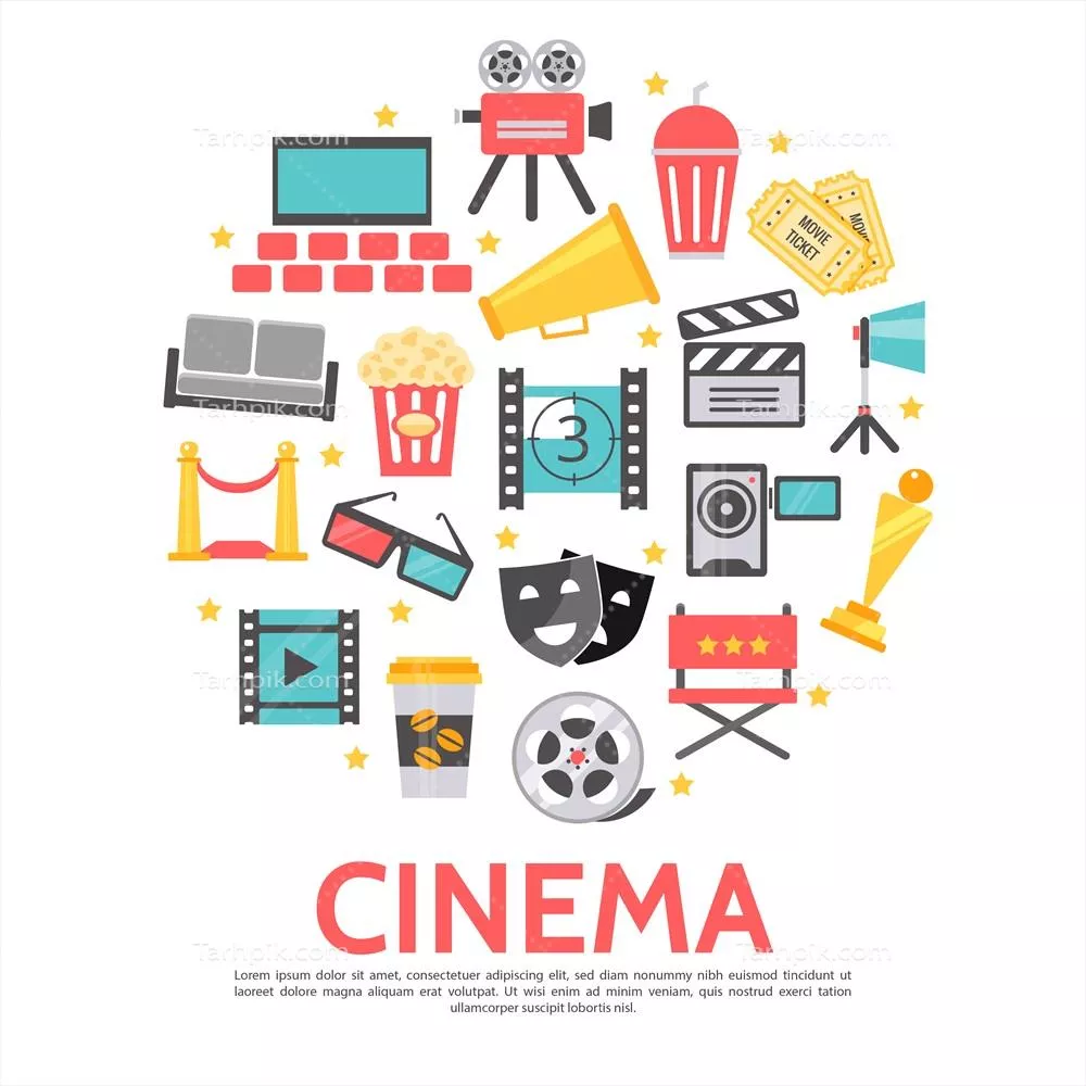 قالب دور عناصر سینمایی در سبک مسطح و وکتوری - بهترین طراحی های گرافیکی