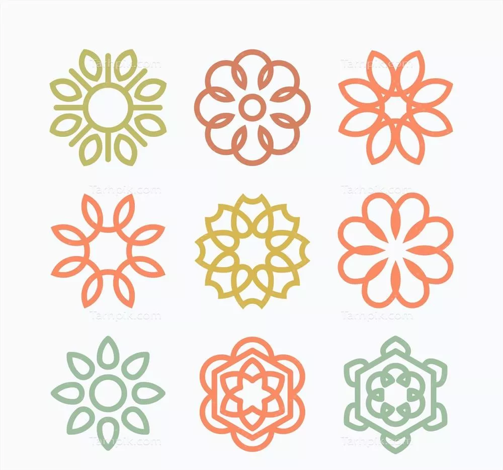 مجموعه وکتورهای ماندالا با رنگ های متنوع و زیبا