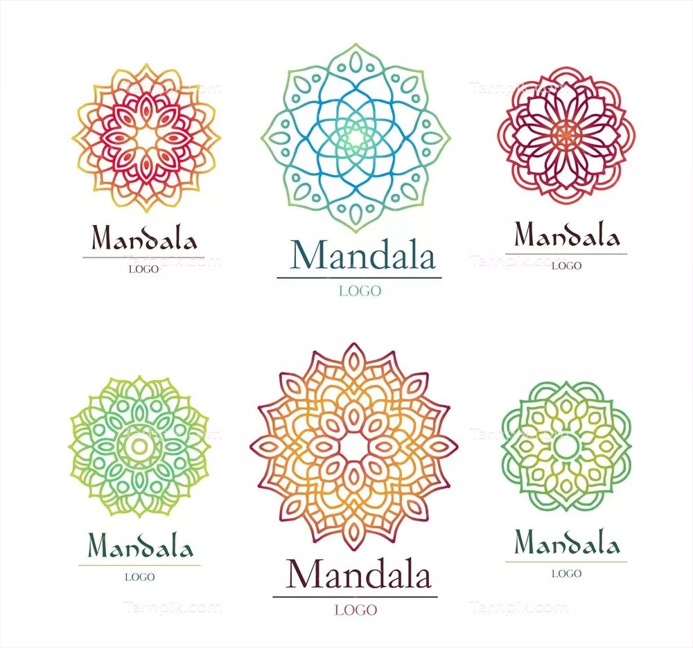 وکتور قالب لوگوی ماندالا چند رنگ برای طراحی های گرافیکی