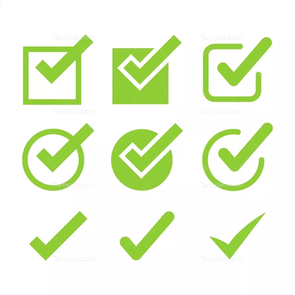 چک مارک های وکتور متنوع و مختلف برای طراحی گرافیکی