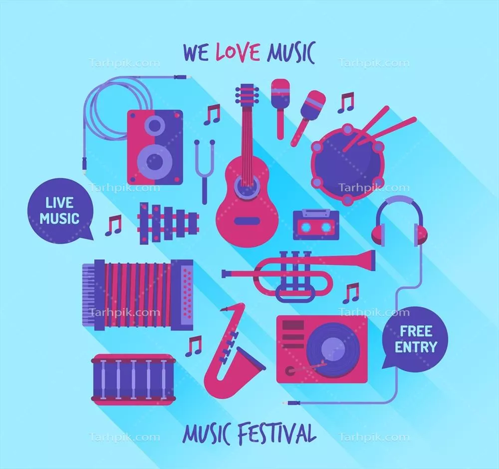 طرح وکتوری زمینه جشنواره موسیقی به سبک فلت و مدرن