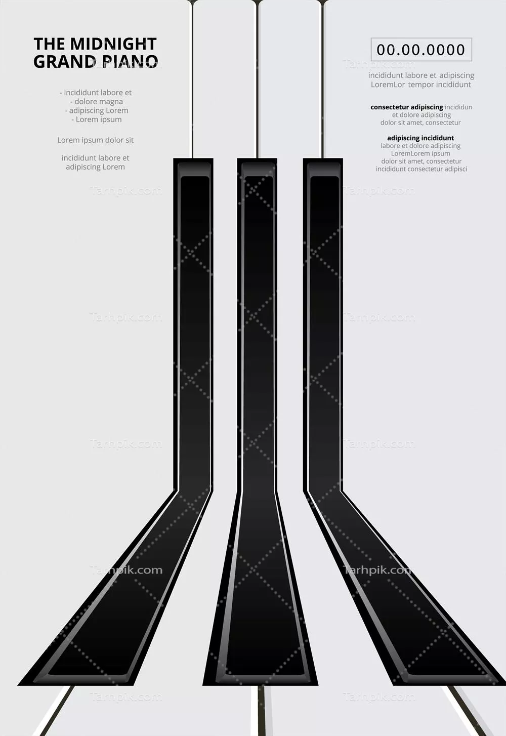 طرح وکتوری پوستر بزرگ پیانو با طراحی خلاقانه و شیک