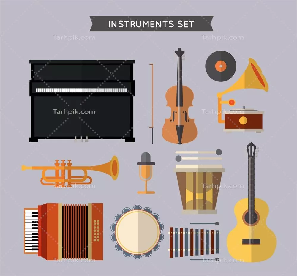 مجموعه وکتوری سازهای موسیقی با طراحی منحصر به فرد و هنری