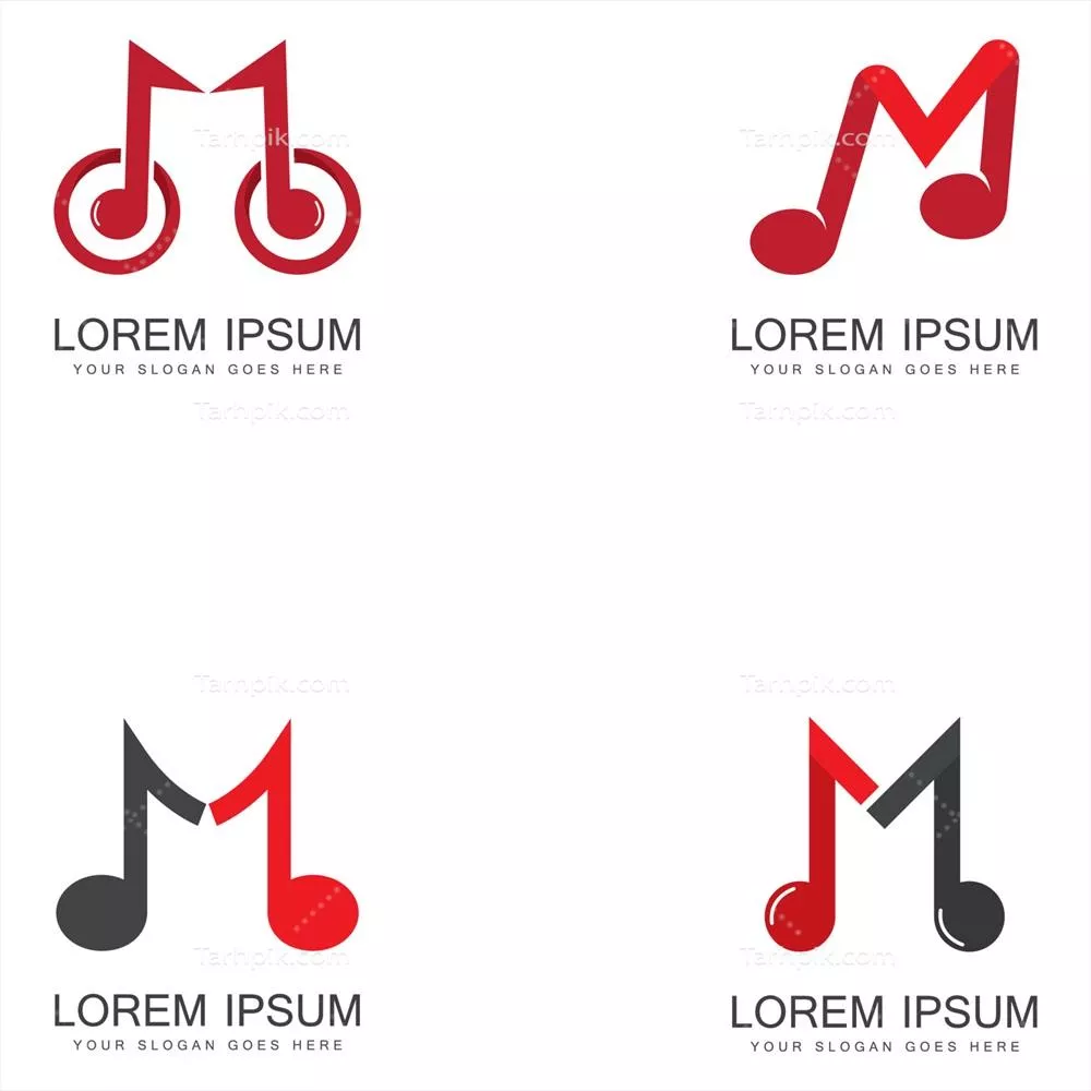 لوگوی جذاب و مدرن موسیقی با طرح حروف M به صورت وکتور
