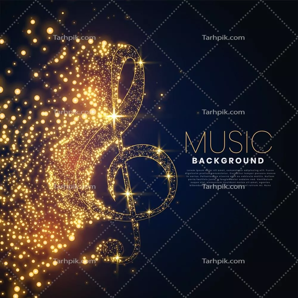 پس‌زمینه وکتور از نت موسیقی ساخته شده با ذرات درخشان