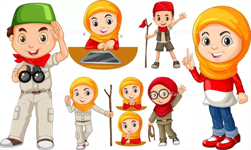 وکتور کودکان مسلمان در لباس نظامی رنجر: تالیف داستان‌ها و تفریحات
