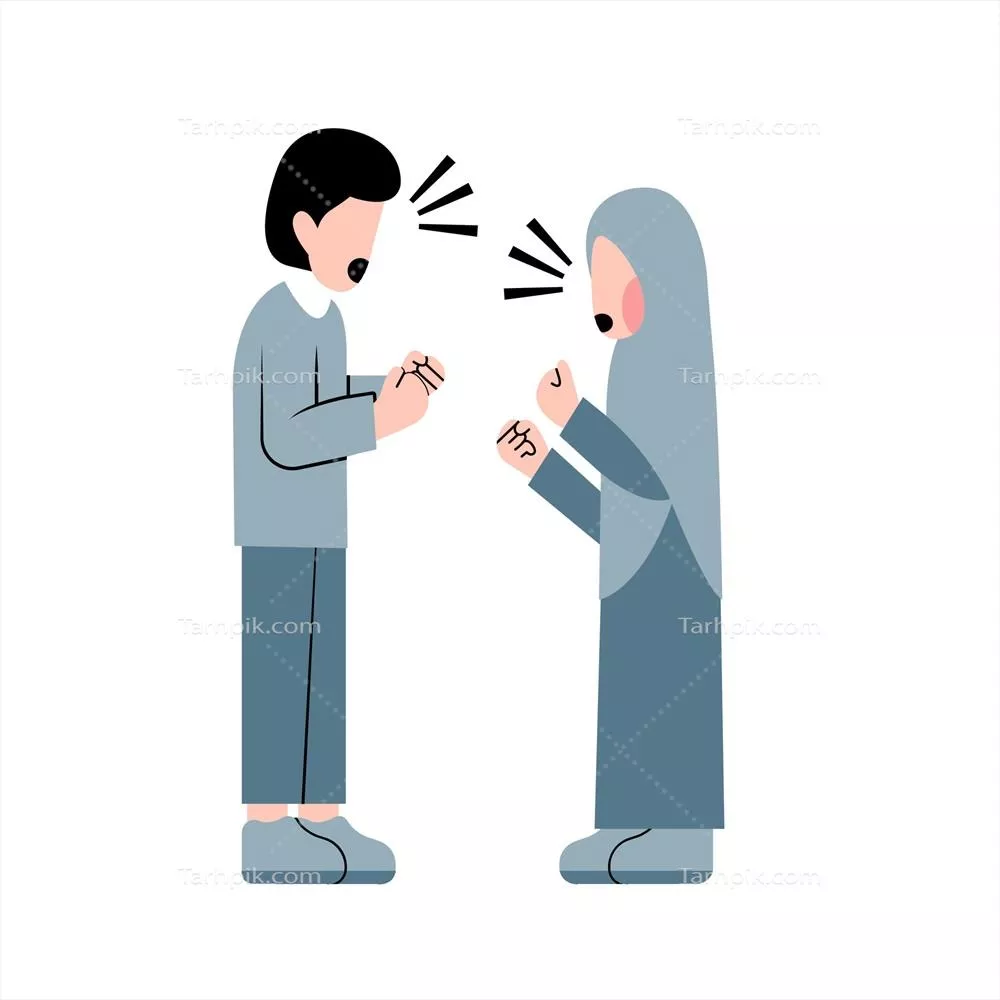 وکتور تصویر مسطح از یک زوج مسلمان در حال بحث و جدل