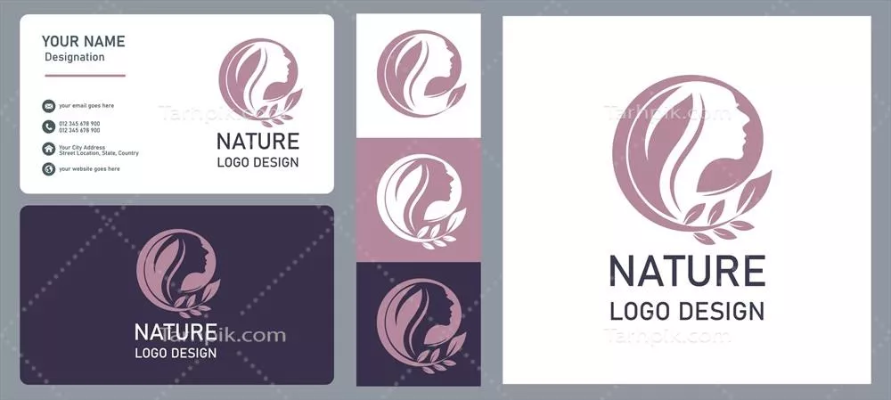 وکتور طراحی لوگوی زیبایی طبیعی با عناصر خلاقانه و منحصربفرد