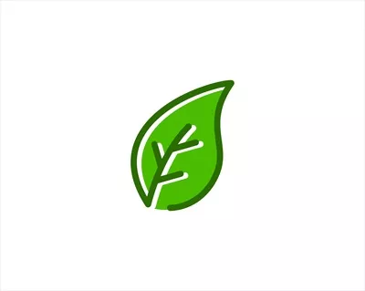 آیکون وکتور لوگوی برگ طبیعی با طراحی منحصر به فرد
