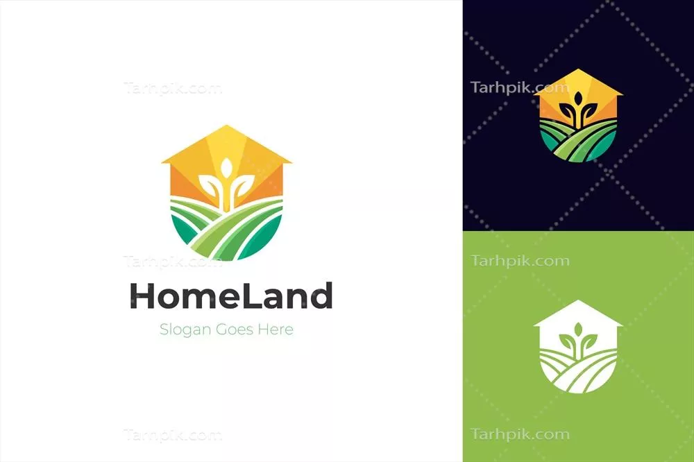 وکتور طراحی لوگوی زیبا و هنری سبک خطی برای خانه سبز طبیعت