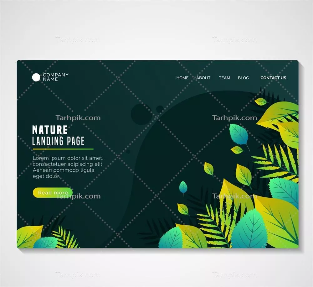 وکتور طراحی مینیمالیستی صفحه فرود با تم طبیعت و عناصر زیبا