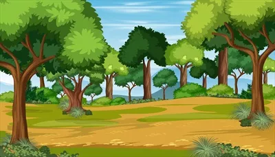 وکتور پس‌زمینه‌ای زیبا از جنگل و طبیعت در فضای باز، تجربه‌ای آرامش‌بخش