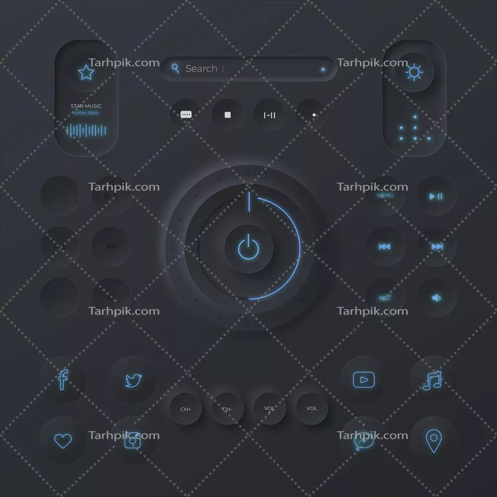 عناصر رابط کاربری طراحی نئومورفیسم به صورت وکتور با کیفیت بالا