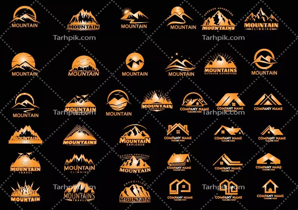 وکتور بسته طراحی لوگوی املاک و مستغلات و کوهستانی جدید برای برندینگ