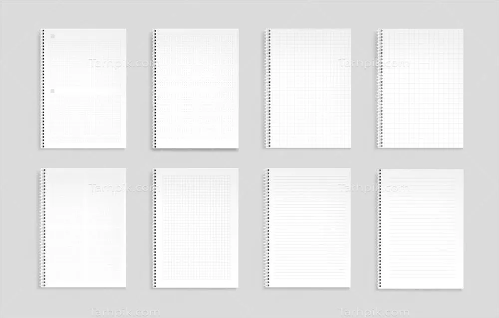 وکتور دفترچه یادداشت با خط، نقطه و شبکه مربعی - برای یادداشتبرداری منظم