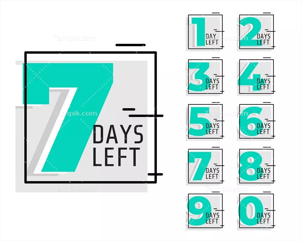 وکتور بنر تبلیغاتی با طراحی مد روز برای نشان دادن تعداد روزهای باقیمانده
