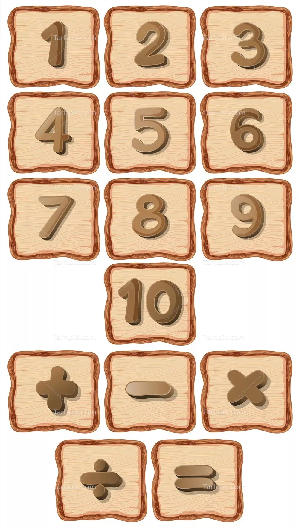 طراحی وکتور تخته چوبی با اعداد زیبا و جذاب برای استفاده در پروژهها
