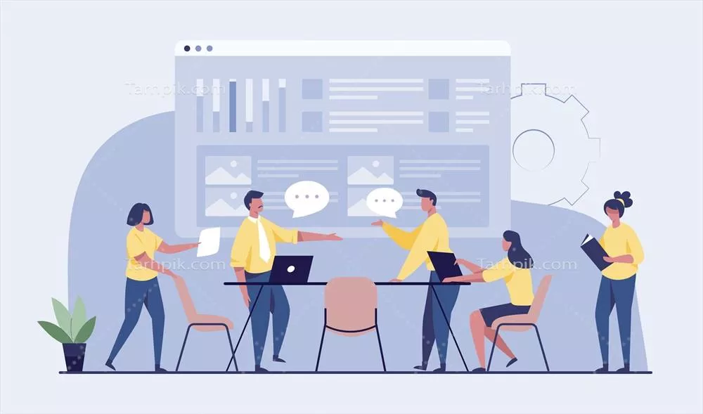 وکتور مفهوم کار اداری: چالش‌ها و راه‌حل‌ها در تجارت و تجارت‌های مدرن