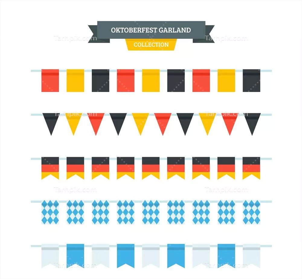 مجموعه تزئینی گارلند جشن اکتبر با طراحی وکتور دو بعدی