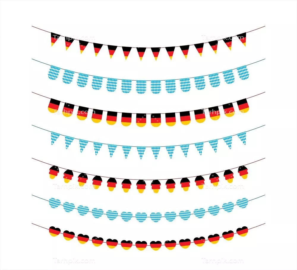 مجموعه تصاویر وکتوری چراغهای زینتی اکتبرفست برای تزئینات جشنواره