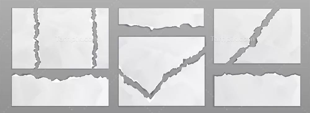 وکتور برگههای قدیمی کاغذی با لبههای پاره و کهنه