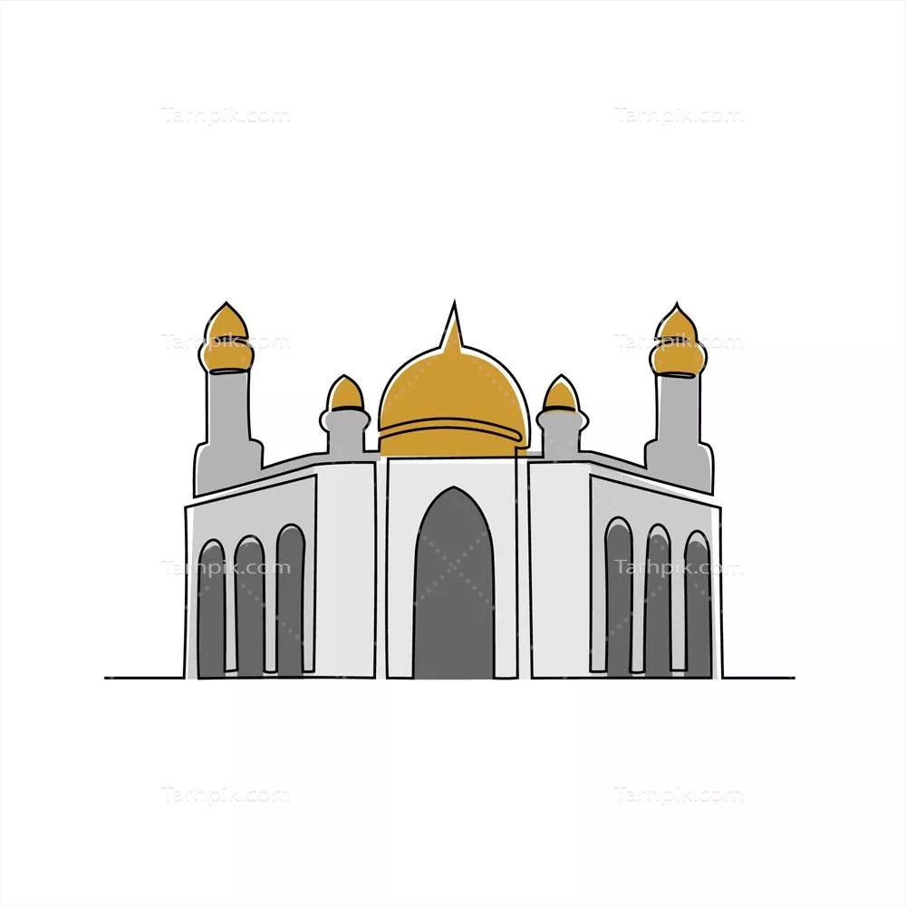 وکتور طراحی یک نقاشی خطی پیوسته از مسجد و مکانهای مذهبی