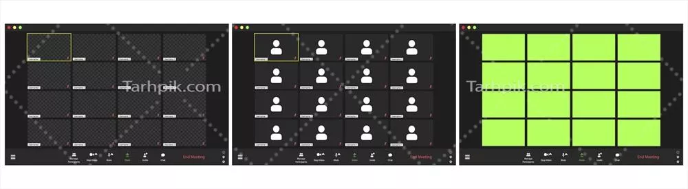 وکتور صفحه فرود کنفرانس آنلاین برای 16 نفر در یک محیط مجازی