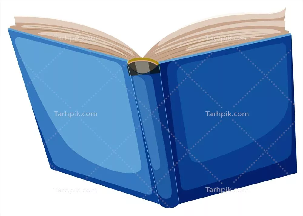 کتاب باز آبی با طراحی وکتور روی پسزمینه سفید