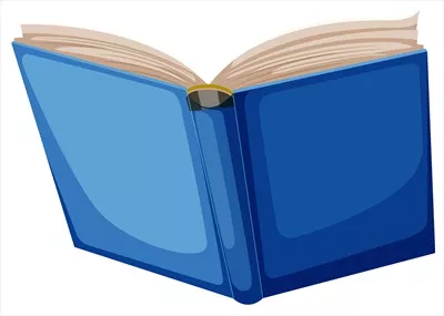 کتاب باز آبی با طراحی وکتور روی پسزمینه سفید