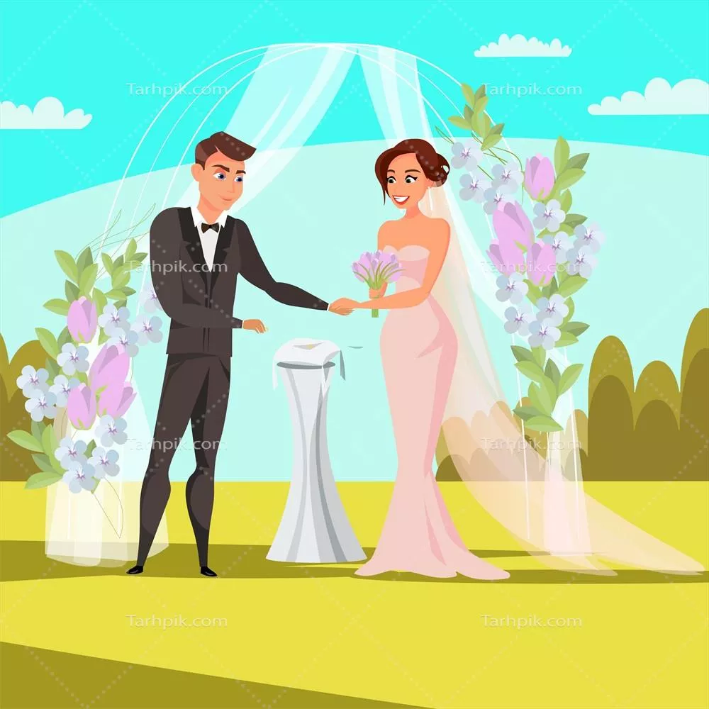 وکتور تصویر گرافیکی از مراسم عروسی آزاد با جزئیات زیبا و زنده