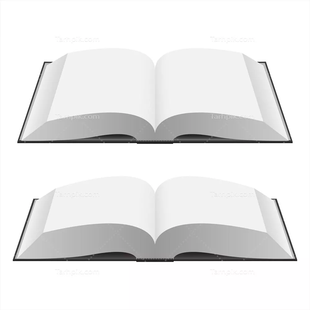 وکتور مدل آماده کتاب باز روی پسزمینه سفید برای طراحی و نمایش آثار