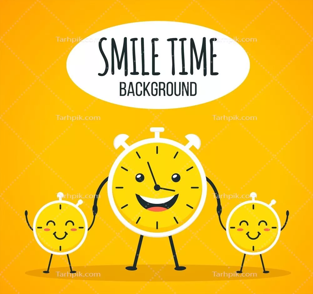 پسزمینهای خوشبینانه با ساعتهای خندان به صورت وکتور