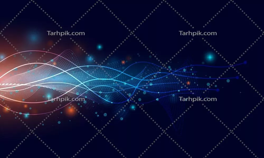 وکتور زمینه فناوری به رنگ نارنجی و آبی: شبکه علمی و فناوری