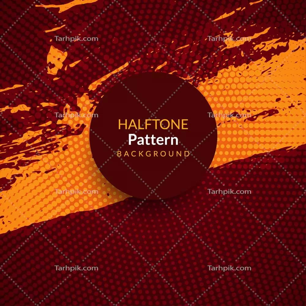 وکتور پس زمینه نارنجی با دایره های هالفتون و طراحی برداری شیک