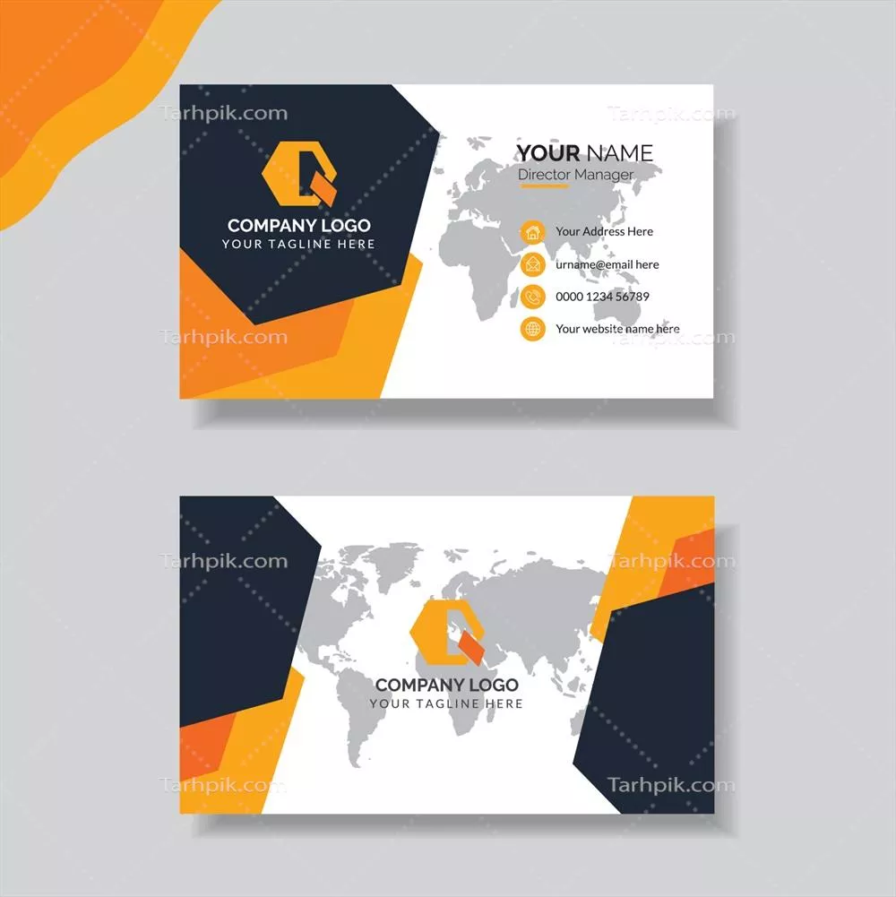 وکتور کارت ویزیت مجلل به رنگ نارنجی با طراحی شیک و مدرن