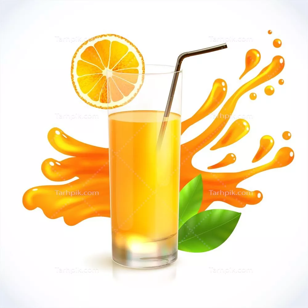 طرح وکتور پاشش آب پرتقال با طراحی زیبا و جذاب