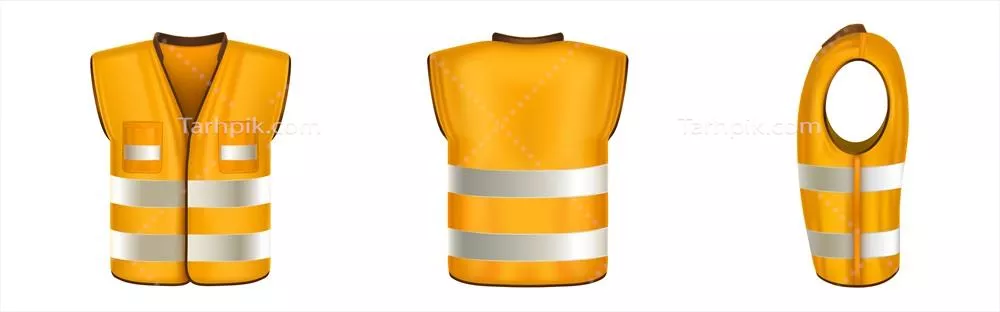وکتور جلیقه ایمنی نارنجی با نوارهای بازتابنده برای محیط های ساخت و ساز