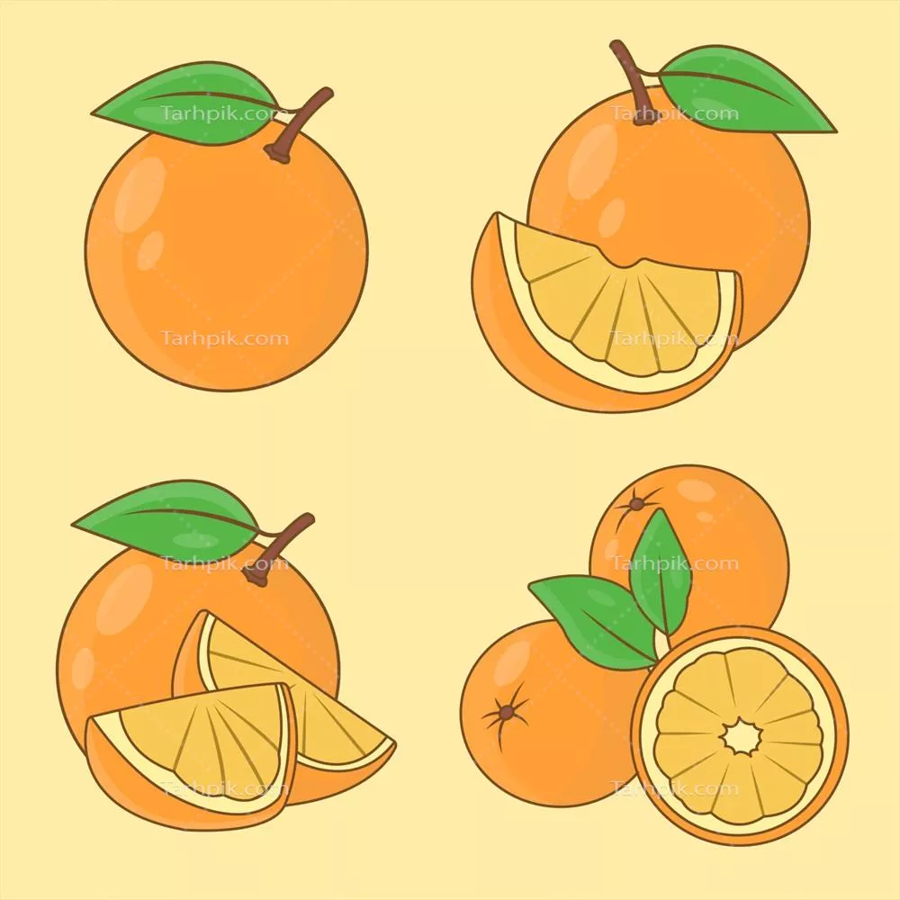 بسته پرتقالی با زمینه زرد ملایم و طراحی وکتور منحصر به فرد
