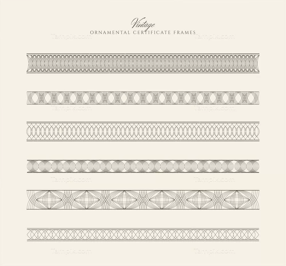 مجموعه حاشیههای تزئینی برای گواهینامهها و مدارک - وکتور