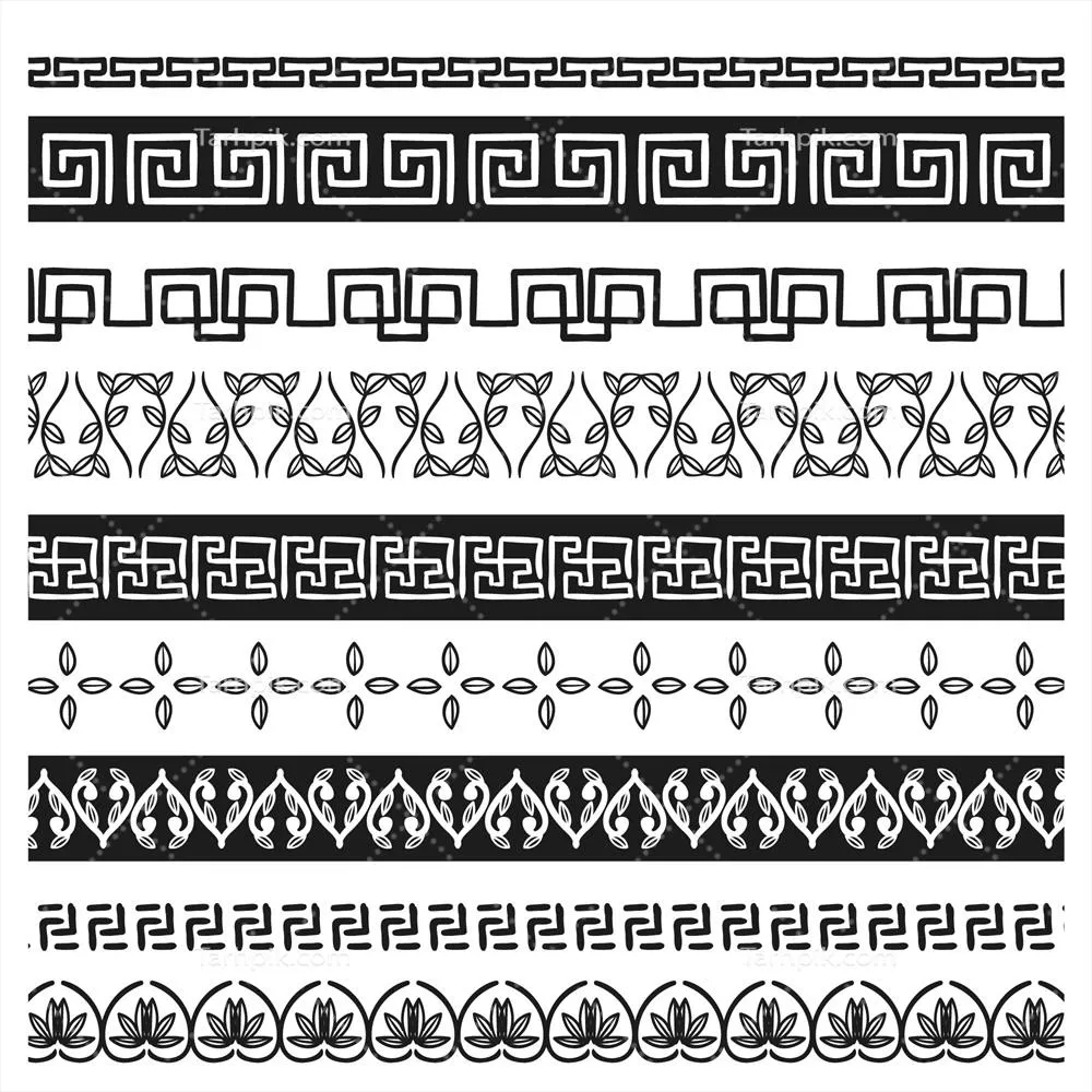 مجموعه تزئینی حاشیه یونانی - وکتور (نسخه 1)