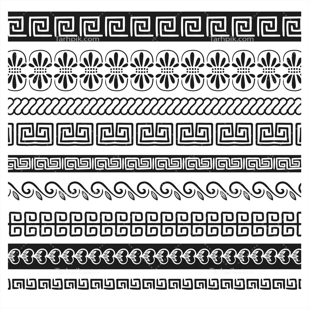 مجموعه وکتور حاشیه یونانی زینتی با ۵ طرح متنوع و زیبا