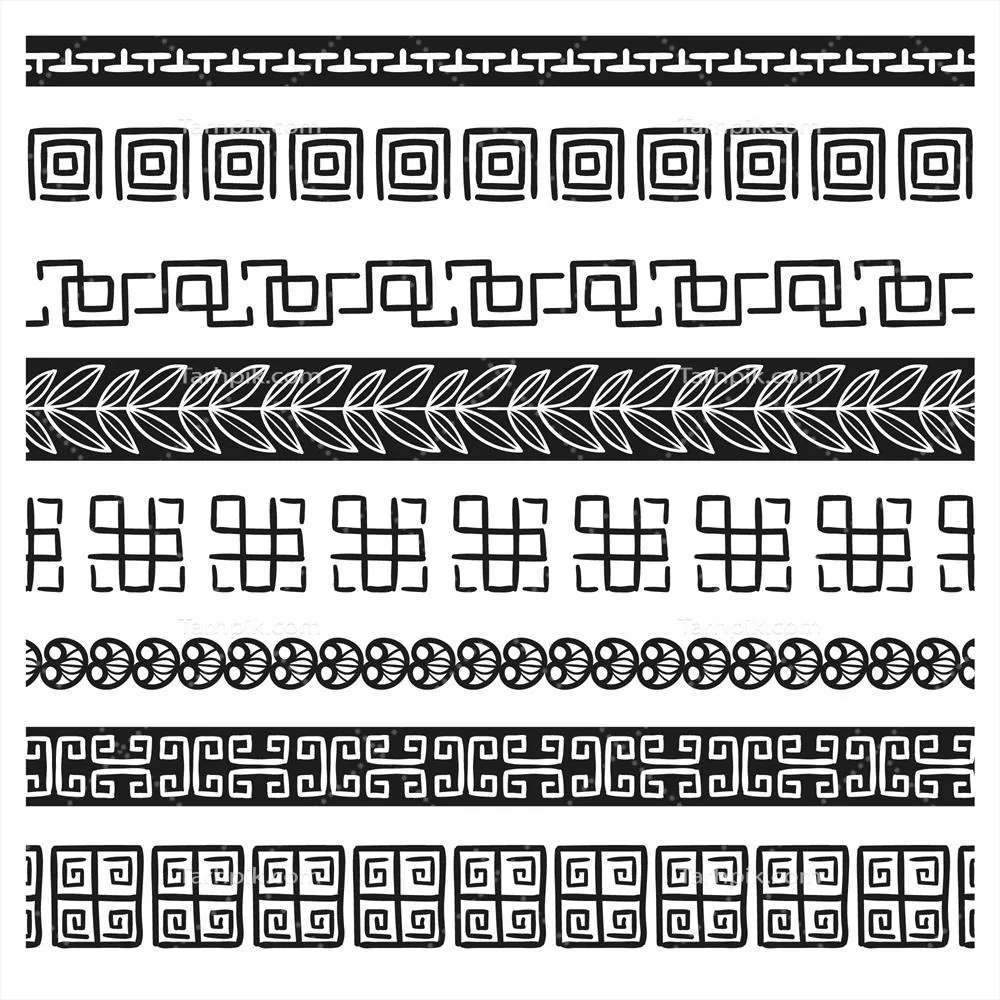 وکتور مجموعه زواید دکوراتیو یونانی با طراحی برداری زیبا و منحصر به فرد