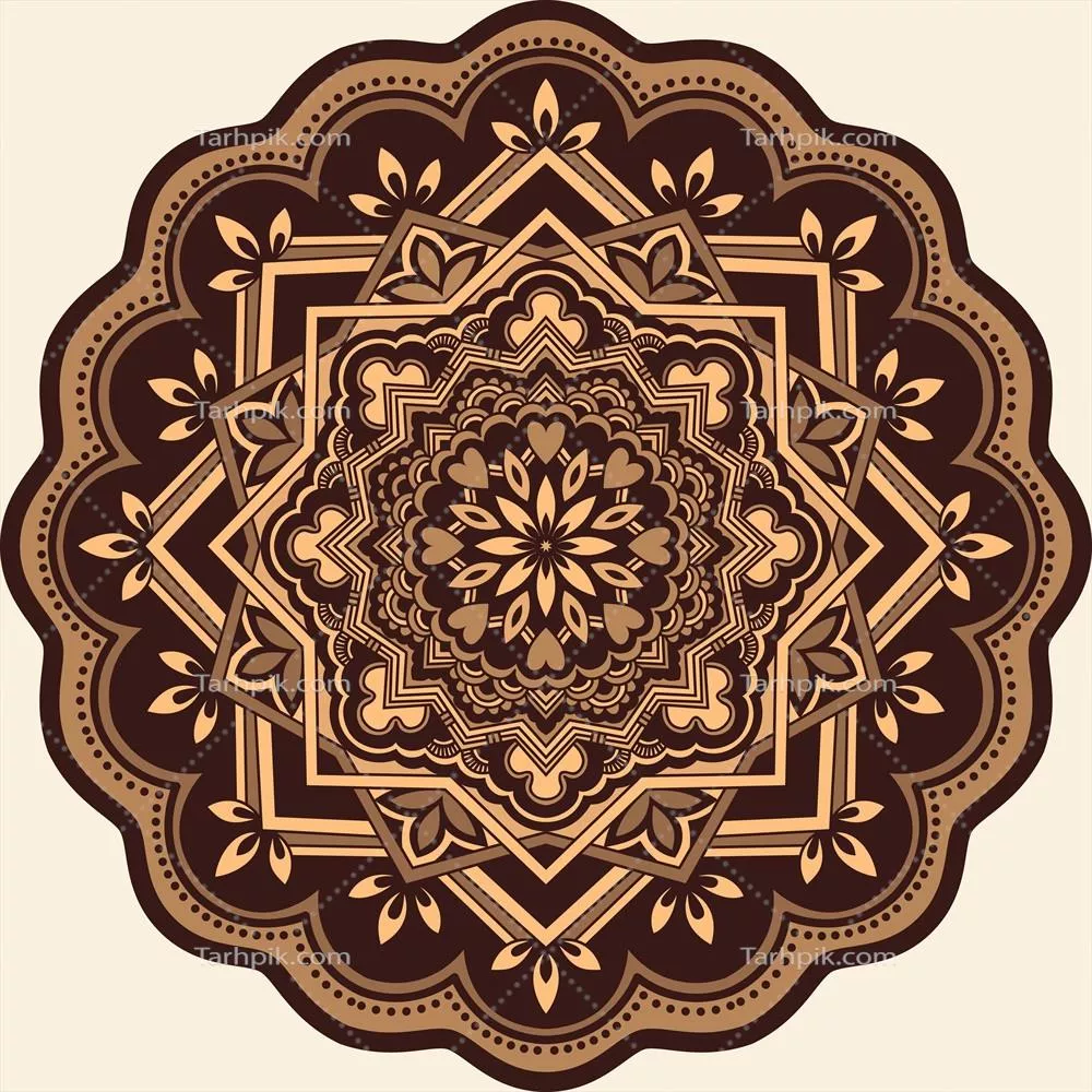 الگوی دور دکوری با لبه و عناصر ارابسک دمشقی برای طراحی وکتور
