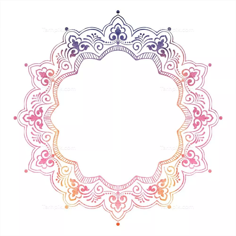 ولنینه دایره ای تزئینی با عناصر دماکی و آرابسک وکتور