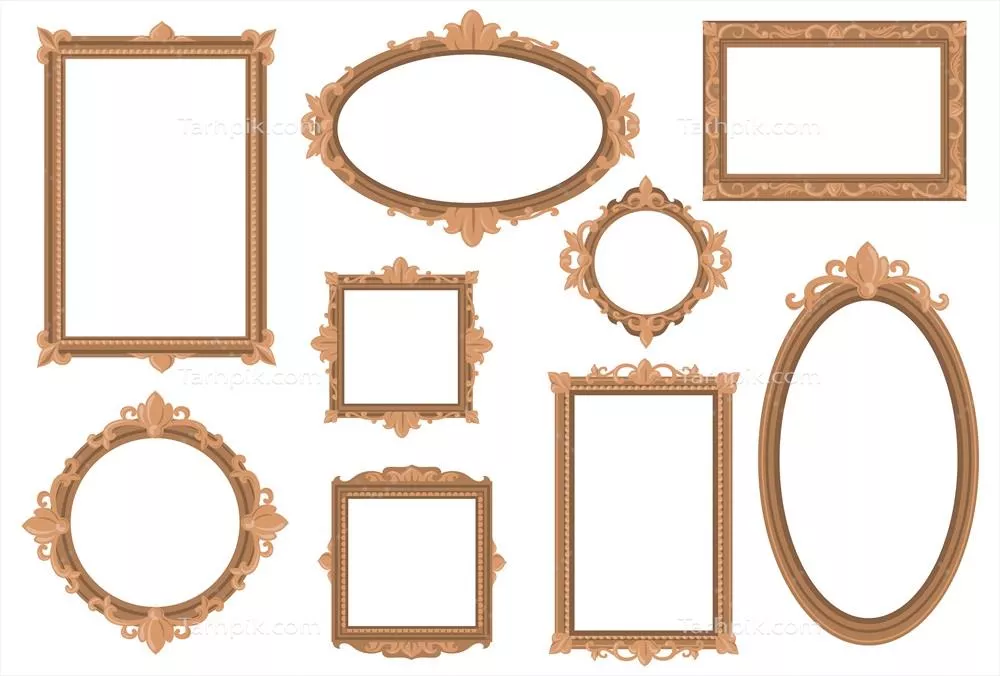 وکتور ست طرح بندی وب با حاشیههای طلایی و تزئینی خالی و زیبا